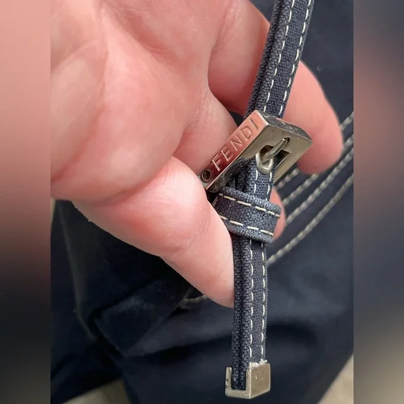 Fendi Navy Blue Fold-Over Baguette Bag - Picture 12 of 15